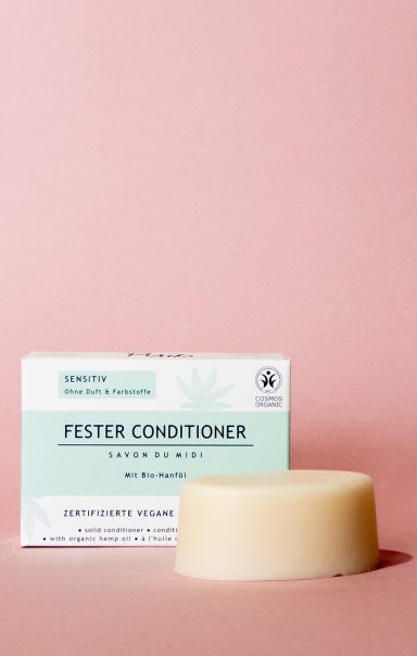 Fester Conditioner Sensitiv mit Verpackung von Savon du Midi.